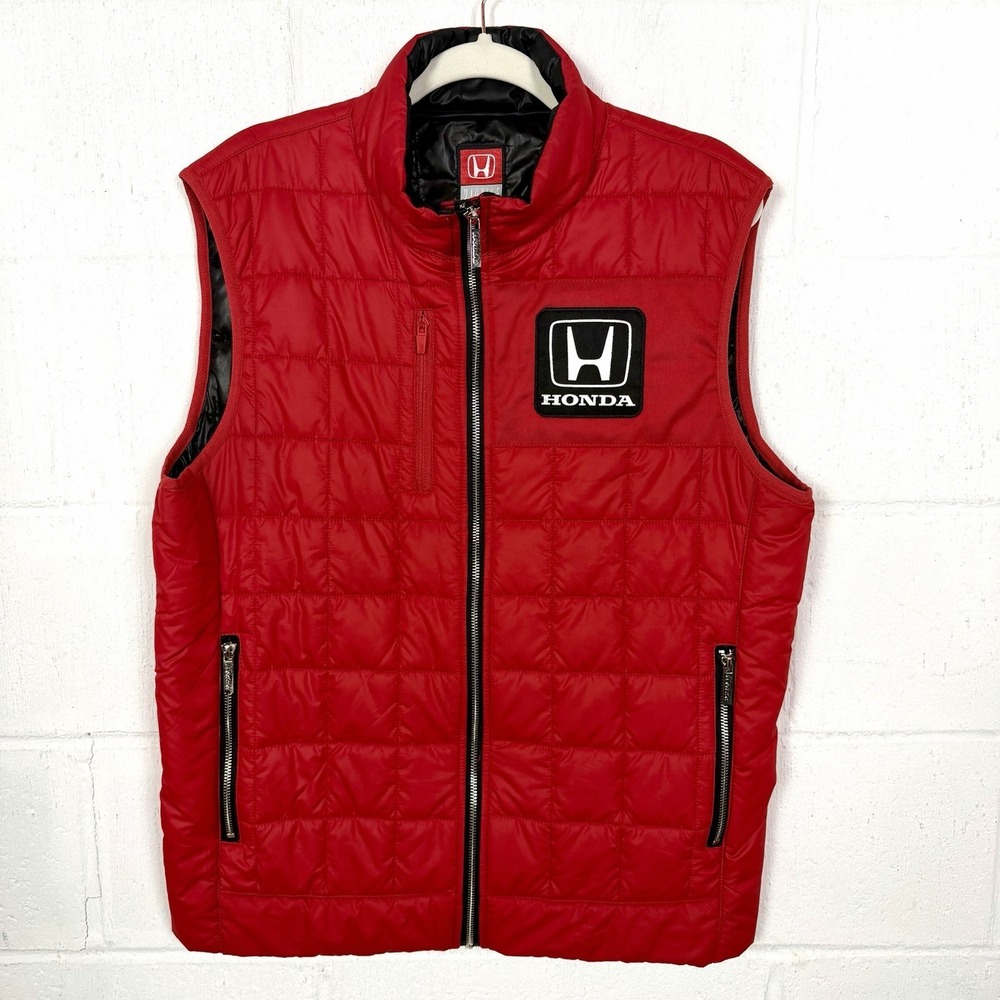 Honda Vintage Culture Patrick Calello Quilted Vest Size L Red 1989 Red Racing